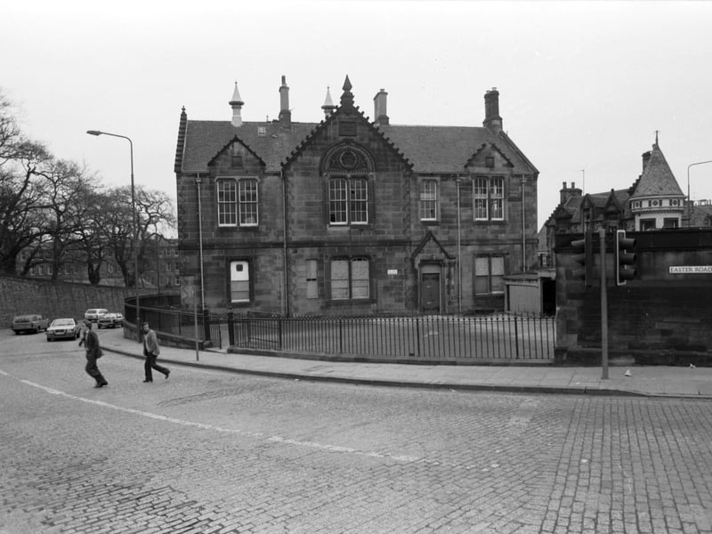 Windows are boarded up after the Regent Road Institute in Edinburgh was vandalised, February 1982.