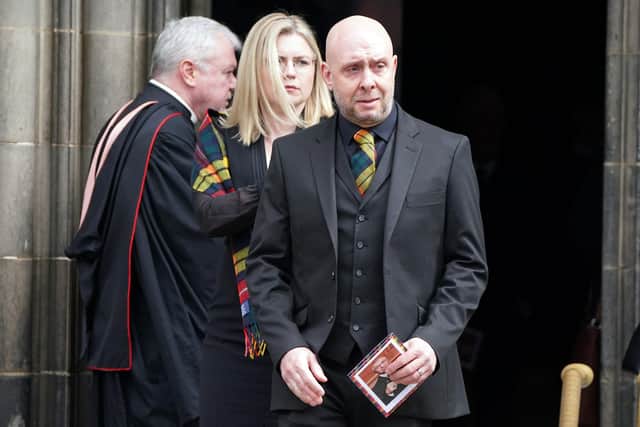 Mark Buchanan following a memorial service for his father and former boxer Ken Buchanan at St Giles' Cathedral, Edinburgh. The Scottish boxing great, who became the undisputed world lightweight champion in 1971, died at the beginning of the month, aged 77. Picture date: Tuesday April 25, 2023. PA Photo. See PA story MEMORIAL Buchanan. Photo credit should read: Andrew Milligan/PA Wire