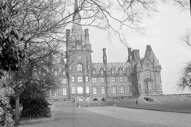 A view of Fettes College photographed in January 1964.