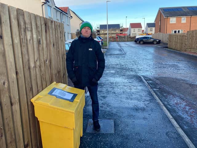 Haddington residents furious as grit bins removal sees them forced to walk through construction site on frosty days