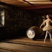 Scottish Ballet dancer Alice Kawalek with The Sleeping Beauty cask.