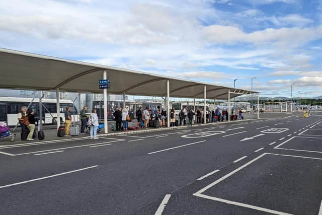 Edinburgh Airport customers lined up to wait for taxis - but around 140 drivers refused to pick up passengers as part of the strike action.