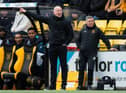 Livingston manager David Martindale delivers instructions from the sidelines during his team's 0-0 draw against Hearts. Picture: Ross Parker / SNS