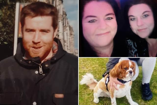 Keith Russell and sisters Donna Janse Van Rensburg and Sharon McLean as well as Donna's dog Joey died in the Perth hotel fire (Photos: Police Scotland)