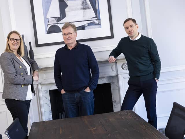 Justine Muir, Alan Crawley and Chris Foley of Optima Partners. Picture: Duncan McGlynn