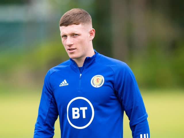 Newcastle's Elliot Anderson on Scotland Under-21 duty at Riccarton.