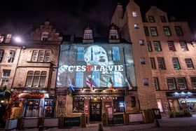 The projection celebrating Scotland's victory over France
