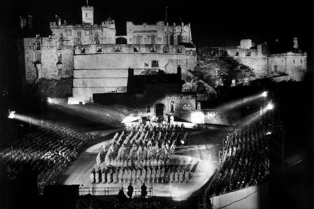 The Royal Edinburgh Military Tattoo has delighted audiences at Edinburgh Castle Esplanade for more than 70 years, since the first event took place in 1950, pictured. The Tattoo is an annual series of military tattoos performed by British Armed Forces, Commonwealth and international military bands, and artistic performance teams