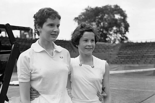 Players Alison Barclay and Joyce Barclay at Craiglockhart in January 1956.