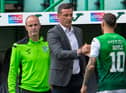 Hibs manager Jack Ross and his assistant John Potter (L) are a major factor in Martin Boyle's decision to sign an extended deal to stay at the Easter Road club. Photo by Ross Parker / SNS Group