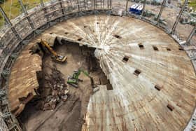 Work to transform Granton Gasholder into a new public park and amphitheatre got underway at the start of this year.