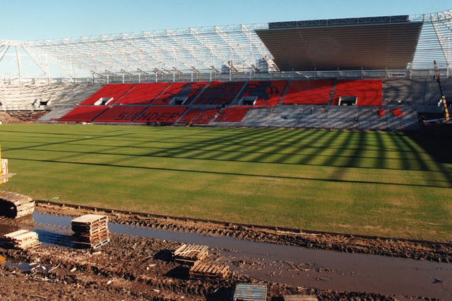 The new Sunderland crest is featured on one of the new stands as the impressive stadium continues to grow. Perhaps this clue is the one which gives the year away.