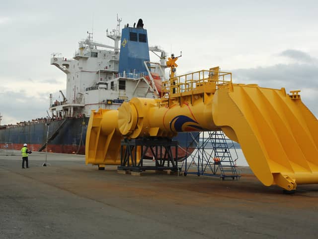 Mocean Energy’s Blue X wave machine, which stretches to 20 metres and weighs 38 tonnes, has been fabricated in Scotland.