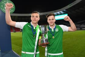 Jamie Gullan, right, won the SFA Youth Cup with Hibs in 2018