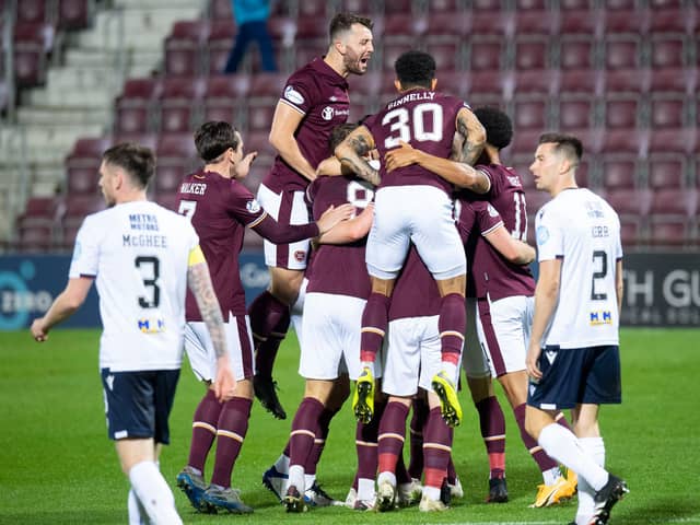 Hearts are easing to a win over Dundee. Picture: sNS
