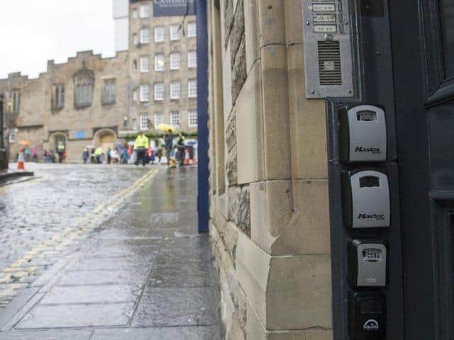 Airbnb lock-boxes on West Bow in the centre of Edinburgh. (Pic: Lisa Ferguson)