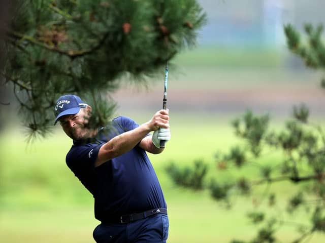 David Drysdale plays his second shot on the ninth hole during the opening round of BMW PGA Championship at Wentworth. Picture: Warren Little/Getty Images.
