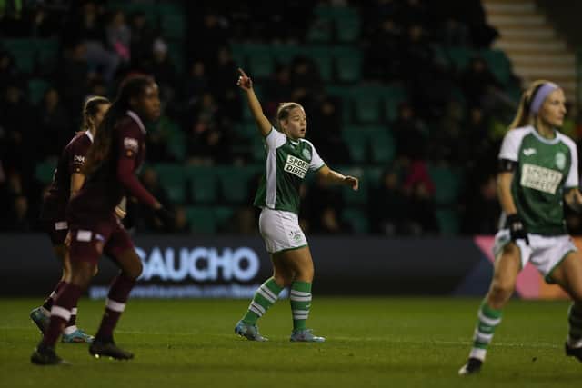 Rosie Livingstone's team sit fifth in the SWPL1, five points behind Hearts. Credit: Hibernian FC, Michael Hulf