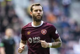 Jorge Grant scored twice for Hearts in the 2-0 victory over Fleetwood Town. Picture: SNS