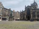 Green grass has shot up across the square at St Giles’ Cathedral