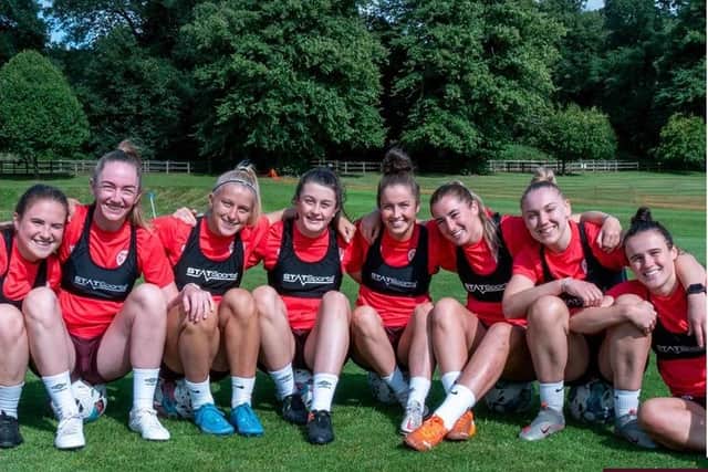 Hearts seemingly enjoyed their time in Shropshire. Credit: Hearts Women