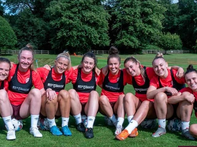 Hearts seemingly enjoyed their time in Shropshire. Credit: Hearts Women