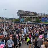 Crowds gathered outside Edinburgh's BT Murrayfield stadium and began flooding into the venue when the doors opened.  Picture: Annabelle Gauntlett