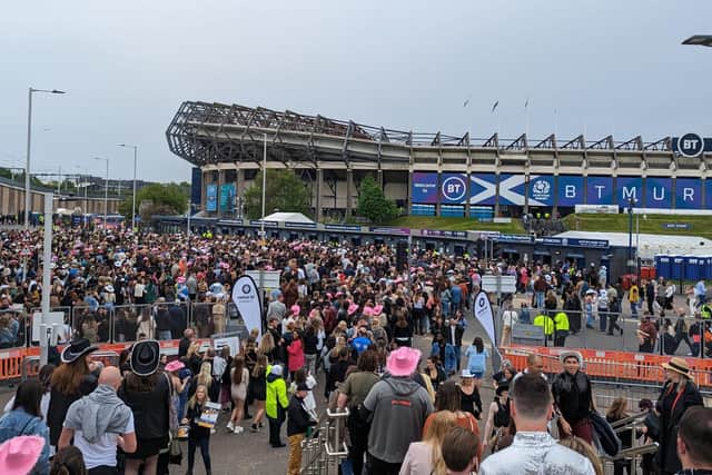 Crowds gathered outside Edinburgh's BT Murrayfield stadium and began flooding into the venue when the doors opened.  Picture: Annabelle Gauntlett