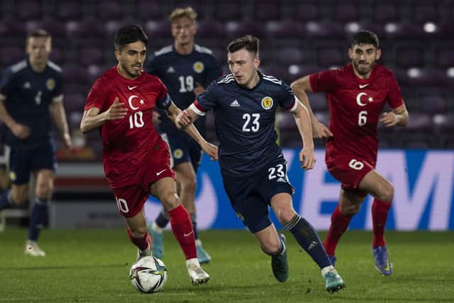 Josh Campbell in action for the Scotland under-21s during the match against Turkey in May 2022. Picture: SNS
