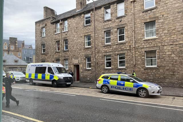 Police presence in Pleasance, Edinburgh, this afternoon