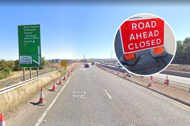 The A1 slip road to Queen Margaret University in Musselburgh will close.