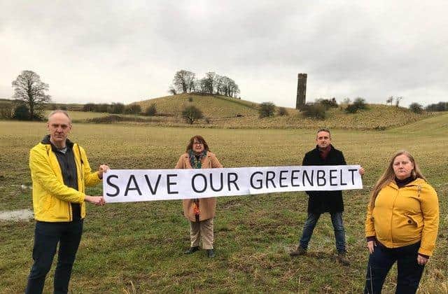 Kevin Lang (left) and fellow Liberal Democrats campaigned against the plans for 500 homes on the greenbelt at Cammo.
