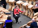 Scotland's First Minister Nicola Sturgeon attends First Minister's Questions. Picture: Jeff J Mitchell/AFP via Getty Images