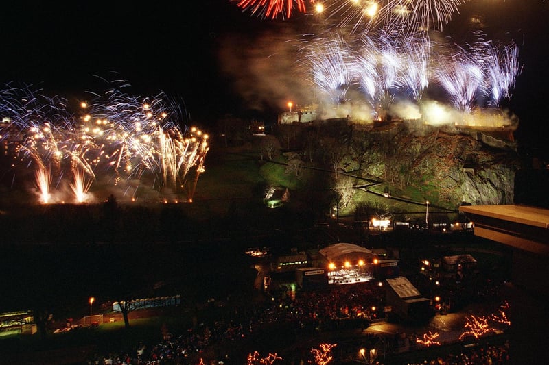 Fireworks and pyrotechnics lit up Edinburgh, as crowds in Princes Street Gardens celebrated the Millennium.