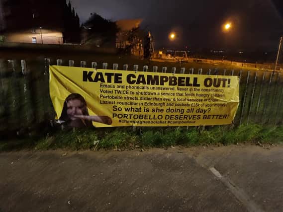 This banner attacking SNP councillor Kate Campbell was not the work of Conservatives, says John McLellan
