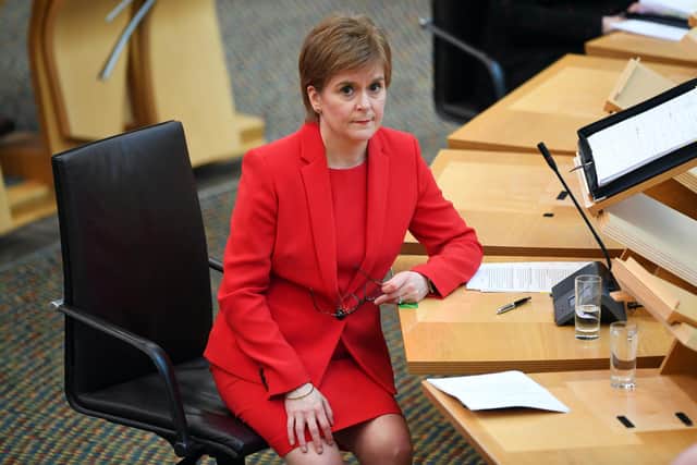 First Minister Nicola Sturgeon at the Scottish Parliament in Holyrood, Edinburgh.