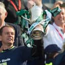John Doolan celebrates with the Scottish Cup at Hampden