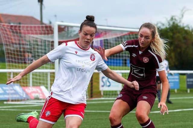 Becky Galbraith in action against Hearts earlier in the season. Picture: Mark Brown