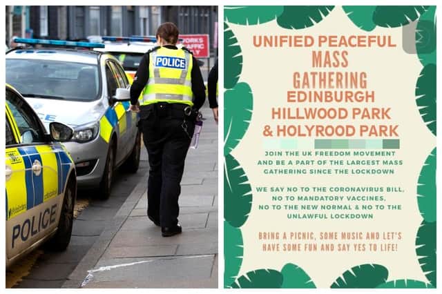 Police Scotland have warned people not to attend 'mass gatherings' planned for this weekend