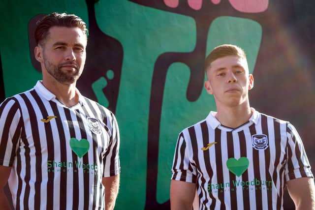 Leith Athletic's new strips will carry Shaun Woodburn's name on the front