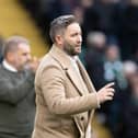 Lee Johnson on the touchline at Celtic Park during Hibs' 6-1 defeat in October
