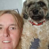 Margaret Gillan from Tranent who launched the pet foodbank in East Lothian last year, pictured with her dog Oscar.