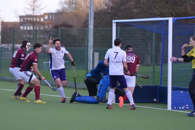 Tom Barton scores for Inverleith against Strathclyde University in the Scottish Cup at Mary Erskine School in a 3-0 win. Picture Nigel Duncan