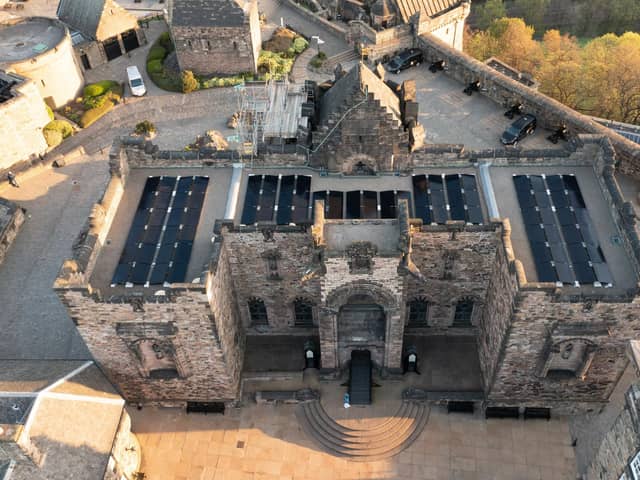 Solar panels on the roof of the War Memorial Building in Edinburgh Castle (Picture: Santiago Arribas Pena/Historic Environment Scotland)