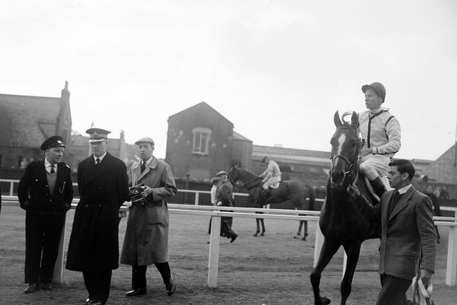 Lester Piggott on Illinois, the winner of the Edinburgh Gold Cup, in September 1959.