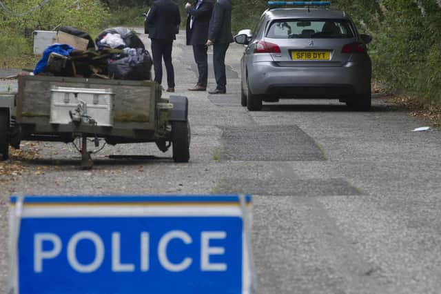 Police at the scene where human body parts were found (Pic: George McLuskie)