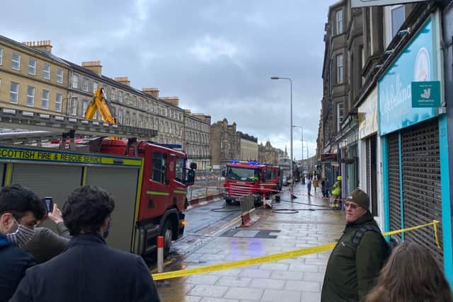 Firefighters taped off the scene at Leith walk (Photo: Cameron Allan).