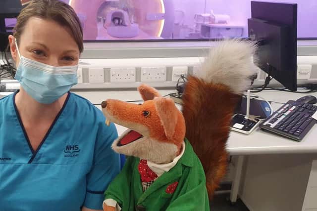 Basil Brush in the Radiology Department.