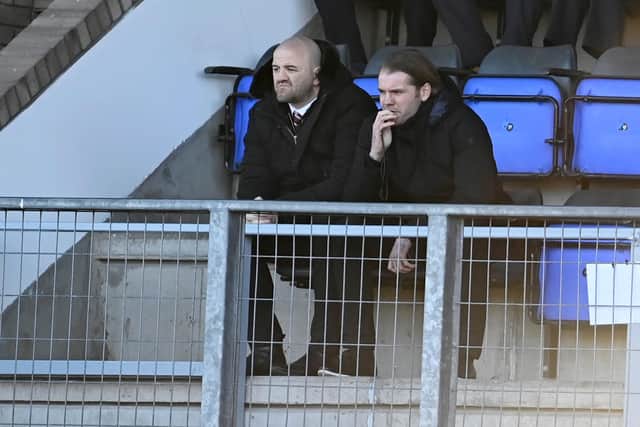 Hearts manager Robbie Neilson with sporting director Joe Savage.