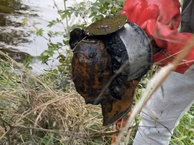 The WW2 grenade found in the Union Canal at around 3.30pm on Sunday, October 15 by Magnet Fishing Edinburgh.